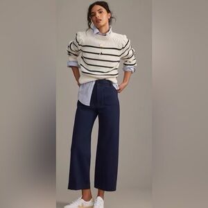 Anthropologie Midnight Blue Wide-Leg Cropped Pants